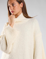 Cream High Neck Oversized Jumper