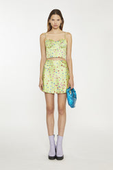 Lime-Multi-Daisy Mini-Skirt