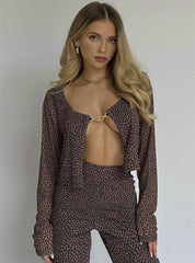 Leopard-Mesh Chain-Clasp Top