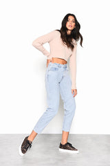 Light-Blue-Wash High-Waisted Crop-Jeans