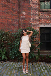 Natural-Ecru Button-Up Sleeveless-Top