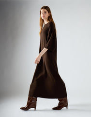 Khaki Brown Knitted Tee Dress