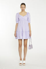 Lilac V-Neck Frill Mini Dress