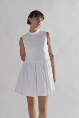 White High-Neck- Mini-Dresses