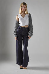 White V-Neck Crop-Top