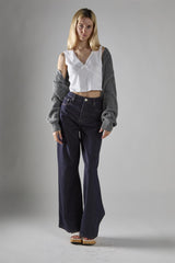 White V-Neck Crop-Top