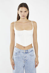 Off White Lace-Up Back Crop-Top