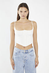 Off White Lace-Up Back Crop-Top