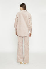 Blush Cord Ribbed Long-Sleeve Top