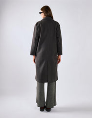 Charcoal Lapel Collar Midi Coat