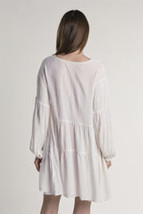 White Tiered Midi-Dress