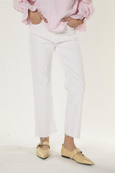 White Cropped Flared Jeans