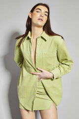 Pistachio Corduroy Button Front Shirt