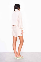 Cream Velour Rib Slouchy Fit Shorts