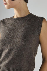 Dark-Brown-Marl Vest Sleeveless Top