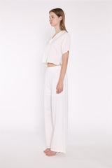 White Short-Sleeve Cropped-Shirt