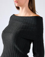 Black Bardot Knit Jumper