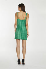 Green Tonal Houndstooth Tailored Mini-Dress