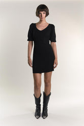 Black Ribbed-Body-Con Mini-Dress
