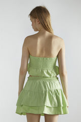 Apple-Green Shirred-Bandeau Crop-Top