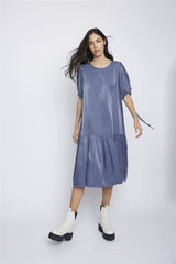 Blue Tie-Back- Midi-Dresses