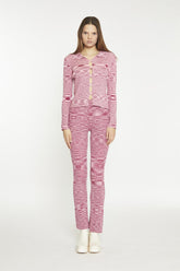 Red Pink Space Dye Flared High-Waist-Trousers