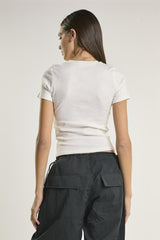 Off-White Fitted-Short-Sleeve Ribbed-Top