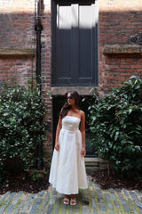 Vanilla Bandeau-Pleated Maxi-Dress