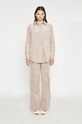 Blush Cord Ribbed Long-Sleeve Top