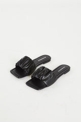 Black Slip-On Flat Sandals