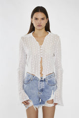 Light Stone-Wash Distressed Denim Shorts