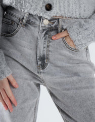 Light Grey Wash Straight Leg Cropped Jeans