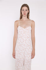 White-Base Floral Loose-Fit Jumpsuit
