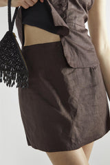 Dark Brown A-Line Mini-Skirt