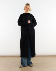 Black Long Cardigan With Pocket