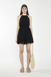 Halter Neck Playsuit - Black