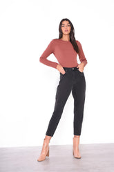 Rose Rust Rib Open-Back Bodysuit