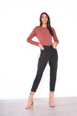 Rose Rust Rib Open-Back Bodysuit