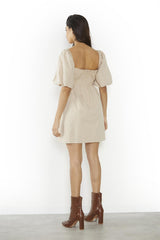 Stone Square-Neck-Skater Mini-Dress