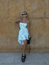 Niamh Strapless Hi-Low Dress -Mint-Blue Floral