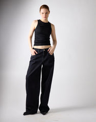 Ruched Vest Top - Black