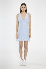 V-Neck Short Shift Dress - Light Blue