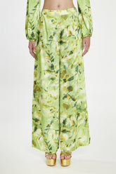 Green Multi-Blur Wide Leg-Trousers