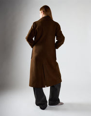 Chocolate Brown Lapel Collar Midi Coat