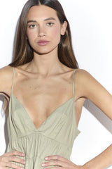 Light Khaki Empire Line Mini Dress