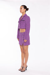 Purple-Check Cropped-Blazer