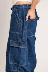 Indigo Stonewash Cargo Jeans
