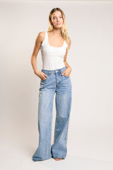 Mid Stonewash Wide-Leg Jeans