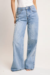 Mid Stonewash Wide-Leg Jeans