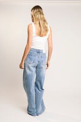 Mid Stonewash Wide-Leg Jeans